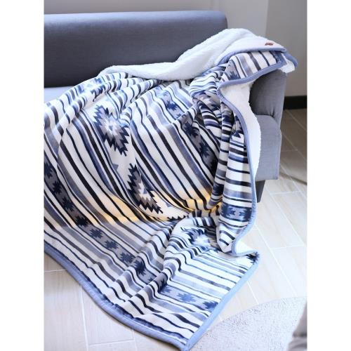 高貨！紅底圣誕款雙層復合一體毛毯歐式沙發毯蓋毯 冬季加絨毯子