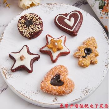 仿真圣誕曲奇餅干模型假巧克力消化餅乾節日食物裝飾拍攝擺件道具