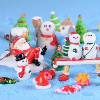 微景觀圣誕系列小人物禮物拐杖小號圣誕老人公仔凳子鈴鐺雪人裝飾