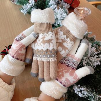 麋鹿手套女加厚保暖可觸屏圣誕