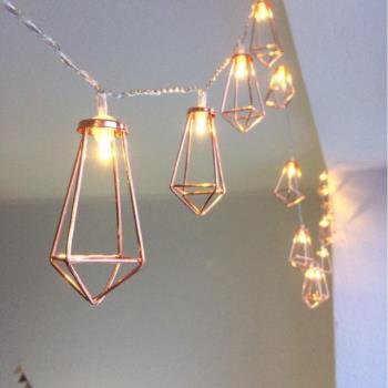 新年圣誕節日婚禮家居房間裝飾掛件串燈 LED鐵藝鉆石水滴造型燈串
