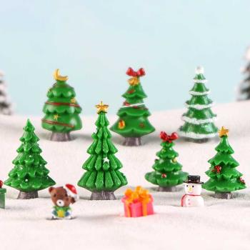 微景觀生態瓶裝飾多肉小擺件樹脂圣誕樹創意手工沙盤造景小飾品