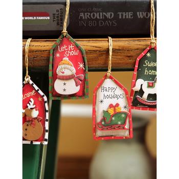 可愛的彩色木板手繪圣誕氣氛小掛飾 家居溫馨小裝飾