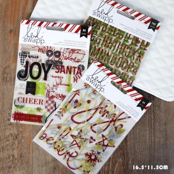 兔子家 原單 手賬素材 scrapbook 圣誕 金粉裝飾貼紙.3片裝 3款選