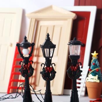 DollHouse娃娃屋BJD微縮模型OB11黑色路燈立燈門庭圣誕老人節日