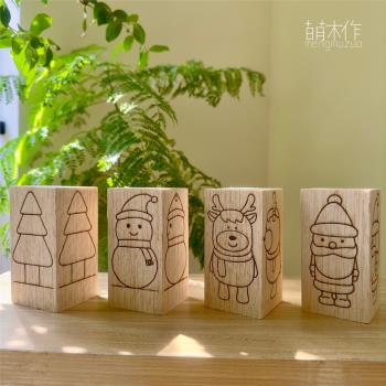 手工DIY卡通小木雕體驗材料包套裝 解壓治愈玩具圣誕木雕材料包