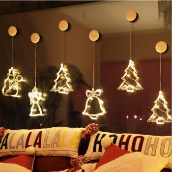 led圣誕燈 圣誕鈴鐺吸盤燈 房間櫥窗裝飾燈 五角星吸盤燈 節日燈
