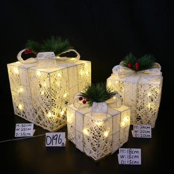 圣誕節日裝飾用品麋鹿禮物盒五角星發光LED創意造型擺件商場布置