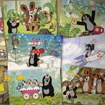 懷舊東歐捷克鼴鼠的故事大森林音樂圣誕禮物明信片