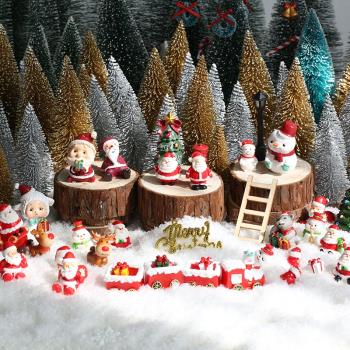 迷你圣誕老人雪人火車金銀色圣誕樹微景觀烘培櫥窗裝飾素材小擺件