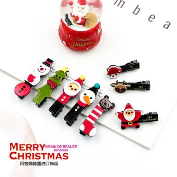 韓國進口GRAIN de BEAUTE/AZNAVOUR飾品圣誕老人雪人麋鹿發夾鴨嘴