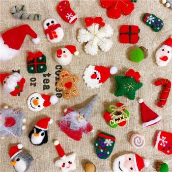 圣誕diy手工迷你裝飾品配件羊毛氈立體掛飾可愛雪人老人掛件禮物