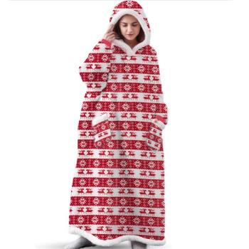 Christmas hoodie warm long lazy dress big red elk print
