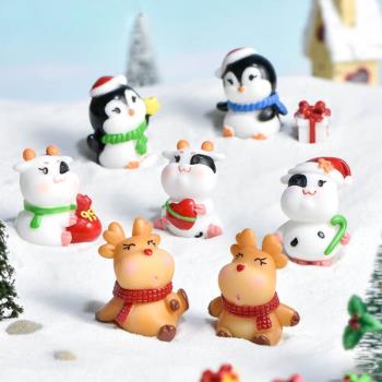 促銷微景觀小擺件創意手工圣誕小動物可愛攝影小飾品小貓企鵝小鹿