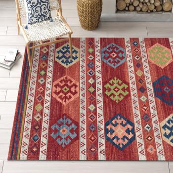 波西米亞地毯客廳茶幾地墊臥室摩洛哥民族風美式復古紅色圣誕地毯