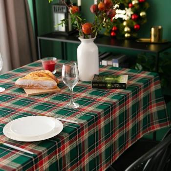 DIY圣誕格子擺拍家居裝飾桌布