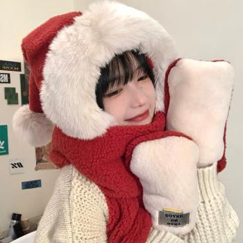 可愛禮物女冬季毛絨保暖手套圣誕