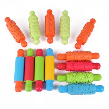 幼兒園兒童美勞DIY創意手工具橡皮泥黏土塑料塑膠花型搟面杖滾軸
