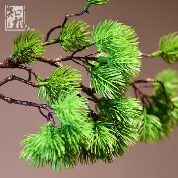 知根 仿真人造松針崖柏樹枝松樹盆景松枝道具圣誕裝飾塑料花松樹