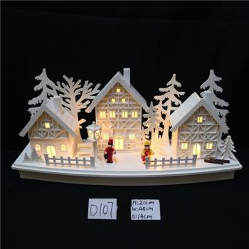 圣誕裝飾品木制發光房子圣誕樹造型居家擺件櫥窗場景布置氛圍擺飾