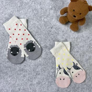 日本卡通條紋精梳棉透氣嬰兒襪子