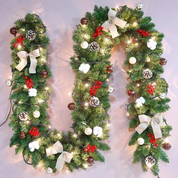 圣誕樹裝飾品家用花環2.7米藤條門掛花環創意新擺件櫥窗場景布置
