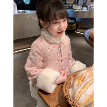 女童中國風旗袍裙小女孩新年公主裙冬裝2024新款兒童新年裝拜年服