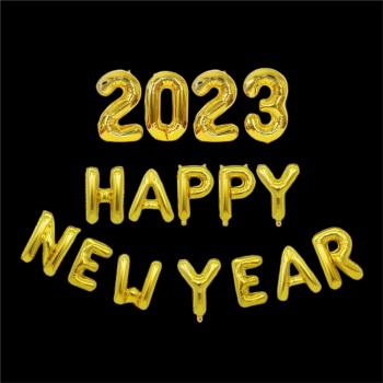 2024龍年元旦新年快樂字母數字鋁膜氣球幼兒園商場布置裝飾背景墻
