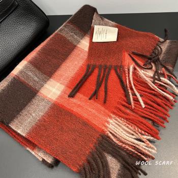 澳洲wool情侶款簡約英倫格紋圍巾