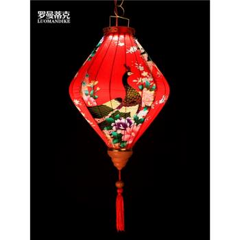 新年燈籠掛飾創意發光中式戶外中國風裝飾古風日式陽臺孔雀燈籠