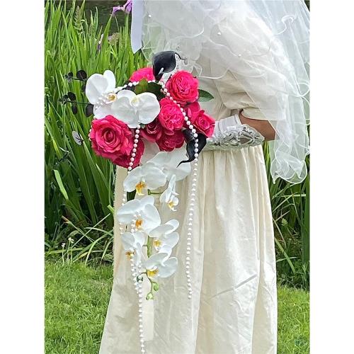 高質感原創白色新年水滴手捧花仿真花假花裝飾花束花藝mimiflower