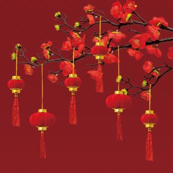 2024龍年新年裝飾過年布置戶外樹上喜慶春節福字燈籠掛件掛飾盆栽