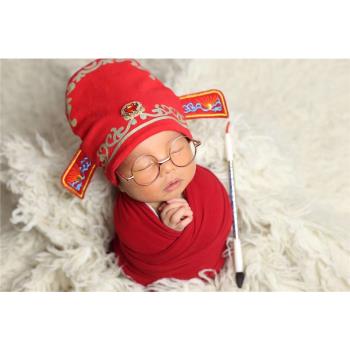 新生嬰兒滿月照相純棉攝影帽子