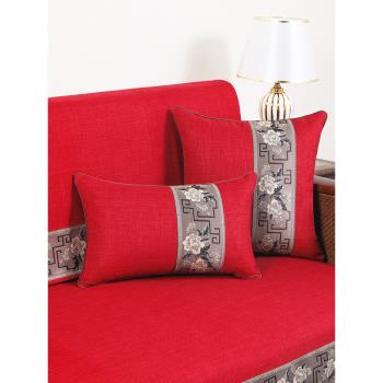 新中式結婚靠枕靠墊紅木沙發新年抱枕客廳婚慶床頭喜慶紅色過年
