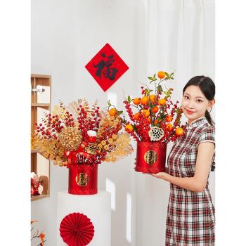 元旦裝飾福桶裝飾品抱抱桶過年新年春節客廳桌面擺件場景布置掛飾
