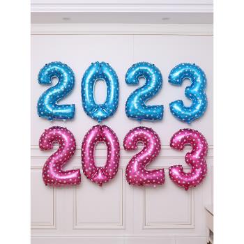 2023新年數字氣球鋁膜16寸32寸40寸鋁箔年會裝飾商場店鋪跨年布置