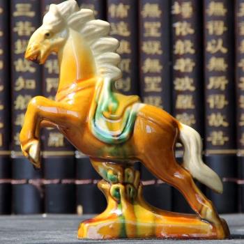 唐三彩馬陶瓷馬創意擺件小馬六俊馬家居裝飾品工藝品禮品風水擺設