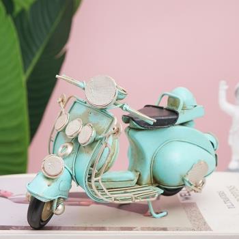 摩托車模型擺件鐵藝金屬老式復古懷舊轟趴館裝飾兒童攝影道具物件