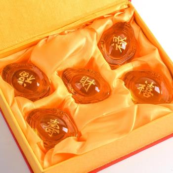 黃水晶元寶擺件 福祿壽喜財家居客廳櫃臺裝飾新年開業喬遷禮品