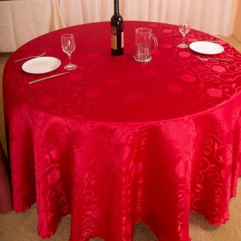 紅色桌布酒店飯店餐廳臺布家用大圓桌布喜慶提花餐桌布藝新年桌布