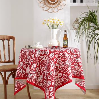 新中式紅色喜慶結婚新年春節餐桌桌布新年民族風美式茶幾臺布蓋巾