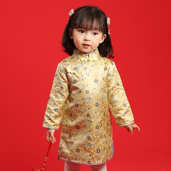 復古錦緞公主裙新年中式兒童旗袍