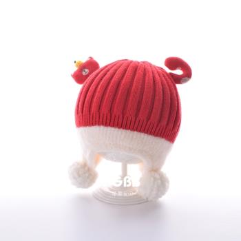 可愛卡通毛線新年喜慶紅色護耳帽
