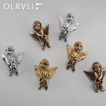 OLRVLI丘比特天使小拉手 純銅柜子金色 法式復古家具黃銅抽屜把手