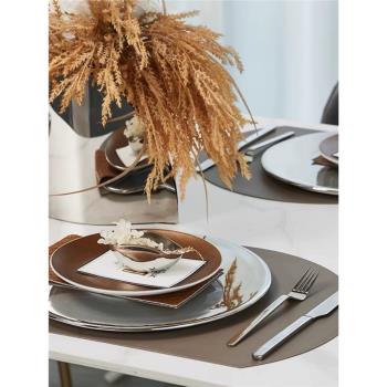 歐式奢華輕奢風樣品房餐具套裝北歐軟裝餐桌飾品樣板間餐盤擺件盤