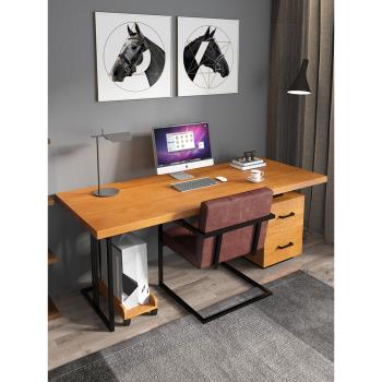 北歐實木臺式電腦桌書桌家用簡約辦公桌老板桌LOFT創意寫字桌子