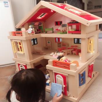 兒童過家家廚房玩具屋木制質仿真別墅玩具男女孩木質娃娃房3-6歲7