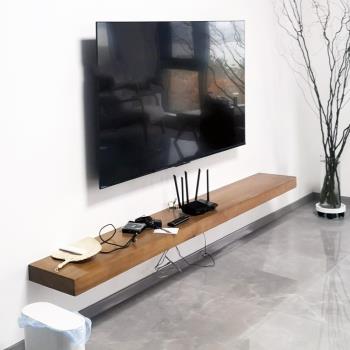 懸浮電視柜壁掛式現代簡約小戶型臥室簡易原實木懸空電視柜一字板
