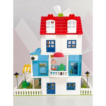 大顆粒建筑房子三層別墅散件散裝家居家具廚房過家家拼裝積木玩具