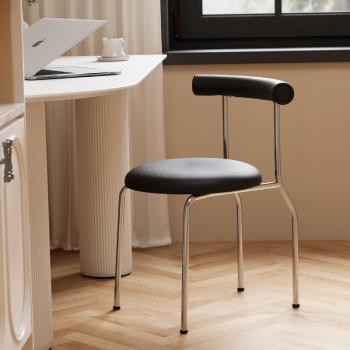 中古輕奢極簡餐椅奶油風家用現代靠背椅北歐簡約臥室書桌復古椅子